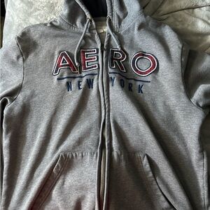 Aeropostale Light Gray Hooded Zip Sweatshirt